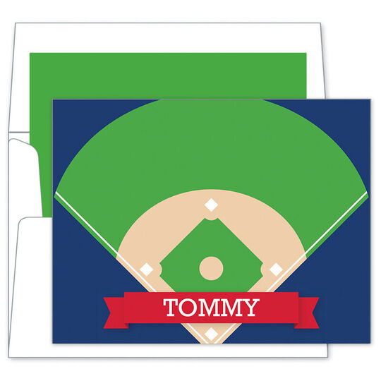 Baseball Diamond Foldover Note Cards